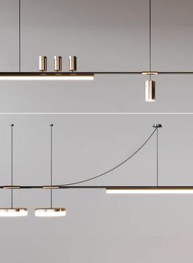 新款北欧线条长条餐厅吊灯现代简约吧台前台岛台设计师样板间灯具