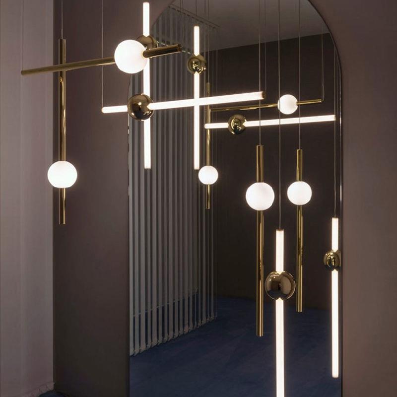 极简横竖条发光棒组合装饰吊灯店铺前台餐厅吧台橱窗艺术灯具