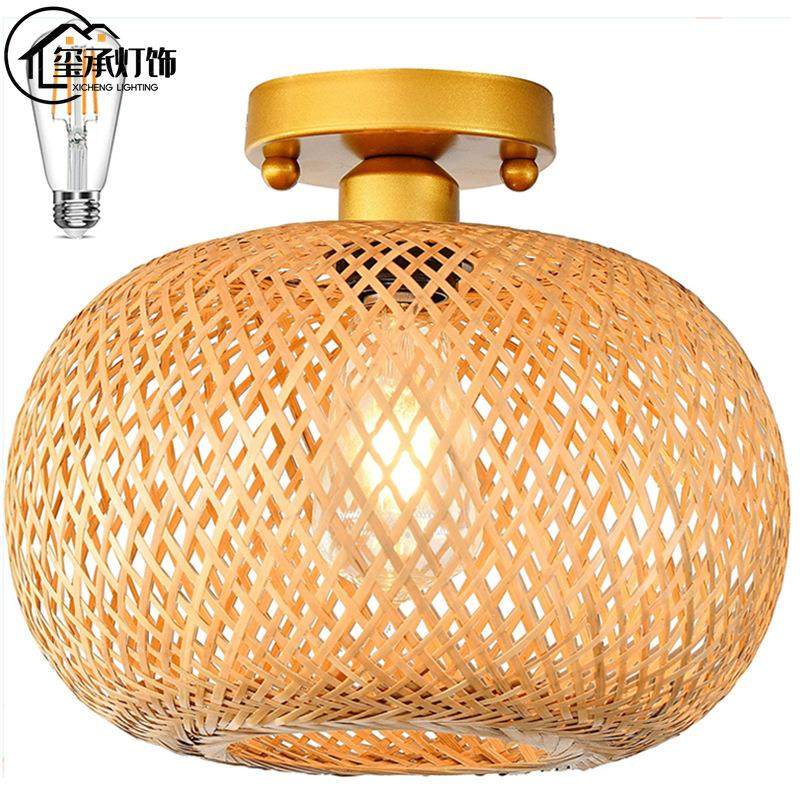 中式田园竹编灯餐厅东南亚灯具茶楼藤艺竹艺灯过道入户玄关吸顶灯,家装灯饰光源,客厅吸顶灯,淘宝优惠券,粉丝福利购,淘宝优惠卷