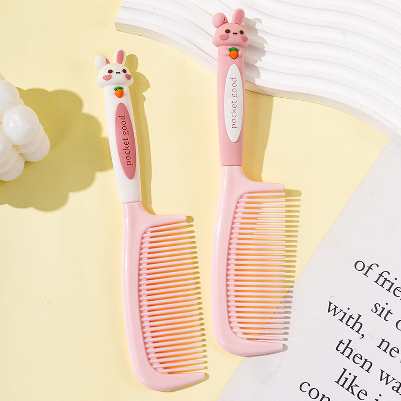 软萌兔兔硅胶手柄美发梳 高颜值便携儿童顺发直发梳女生专用梳子
