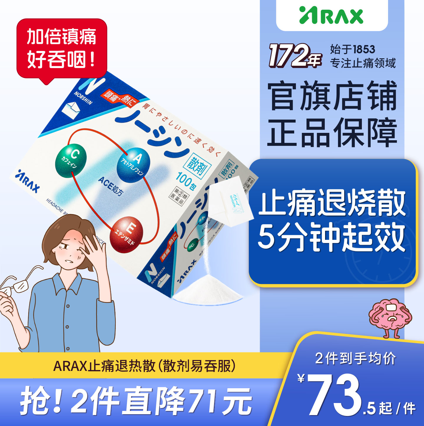 ARAX何济公止痛退热散香港头痛散解热止痛散