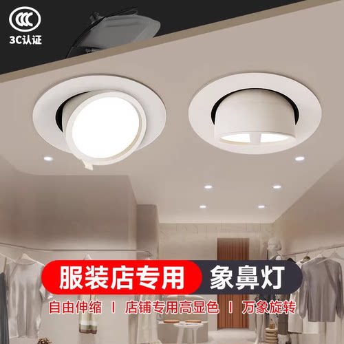 4500K象鼻射灯嵌入式服装店专用天花灯工程展厅cob聚光灯12开孔