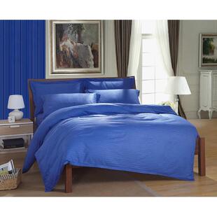 简约贡缎条被套纯棉单件粉红天蓝单双人纯色全棉被罩被套床上用品