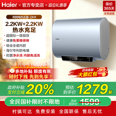 海尔Haier双胆扁桶电热水器60升