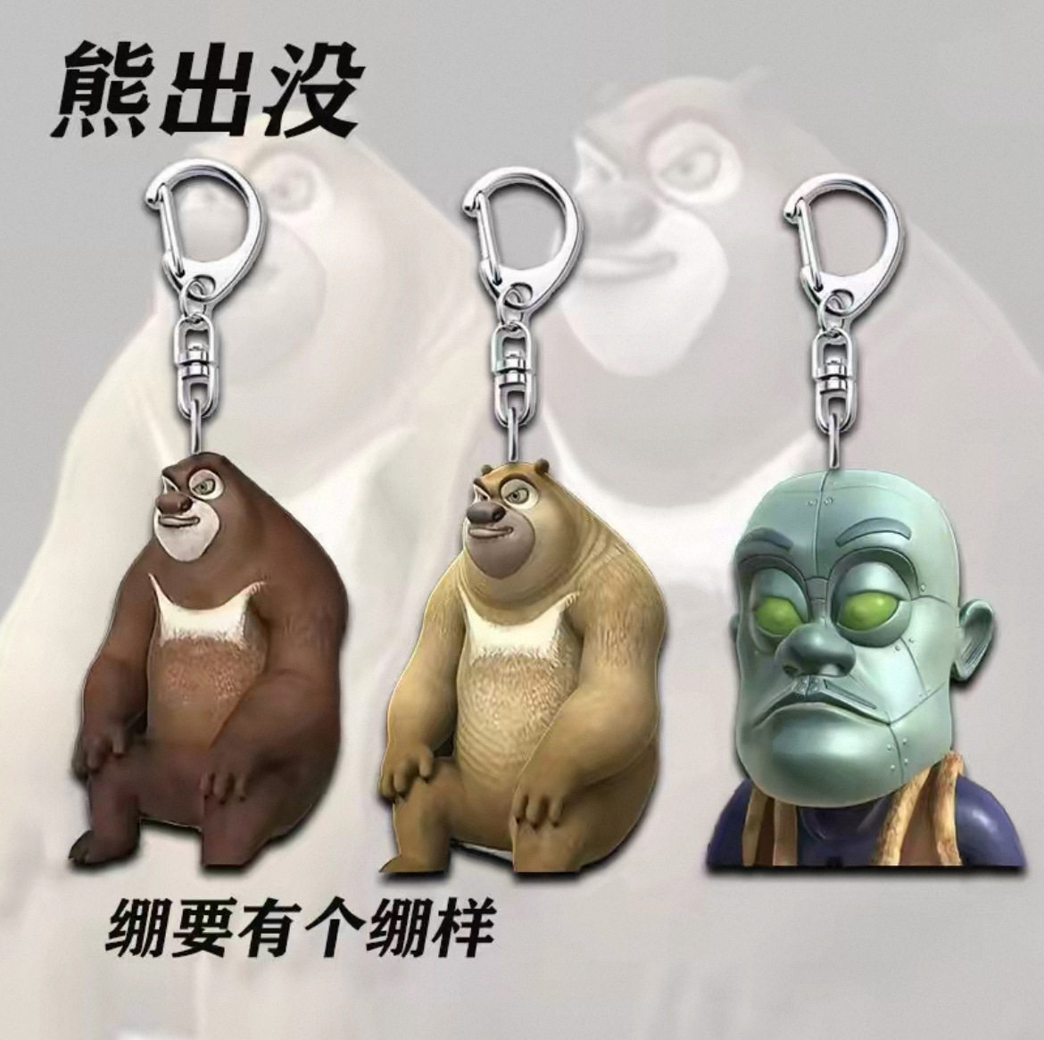 【ACG】熊出没抽象搞熊大熊二绷住亚克力钥匙扣搞笑书包挂饰表情