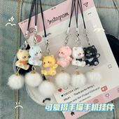 Q萌立体卡通小猫手机链可爱树脂钥匙扣学生包包挂件情侣闺蜜礼物