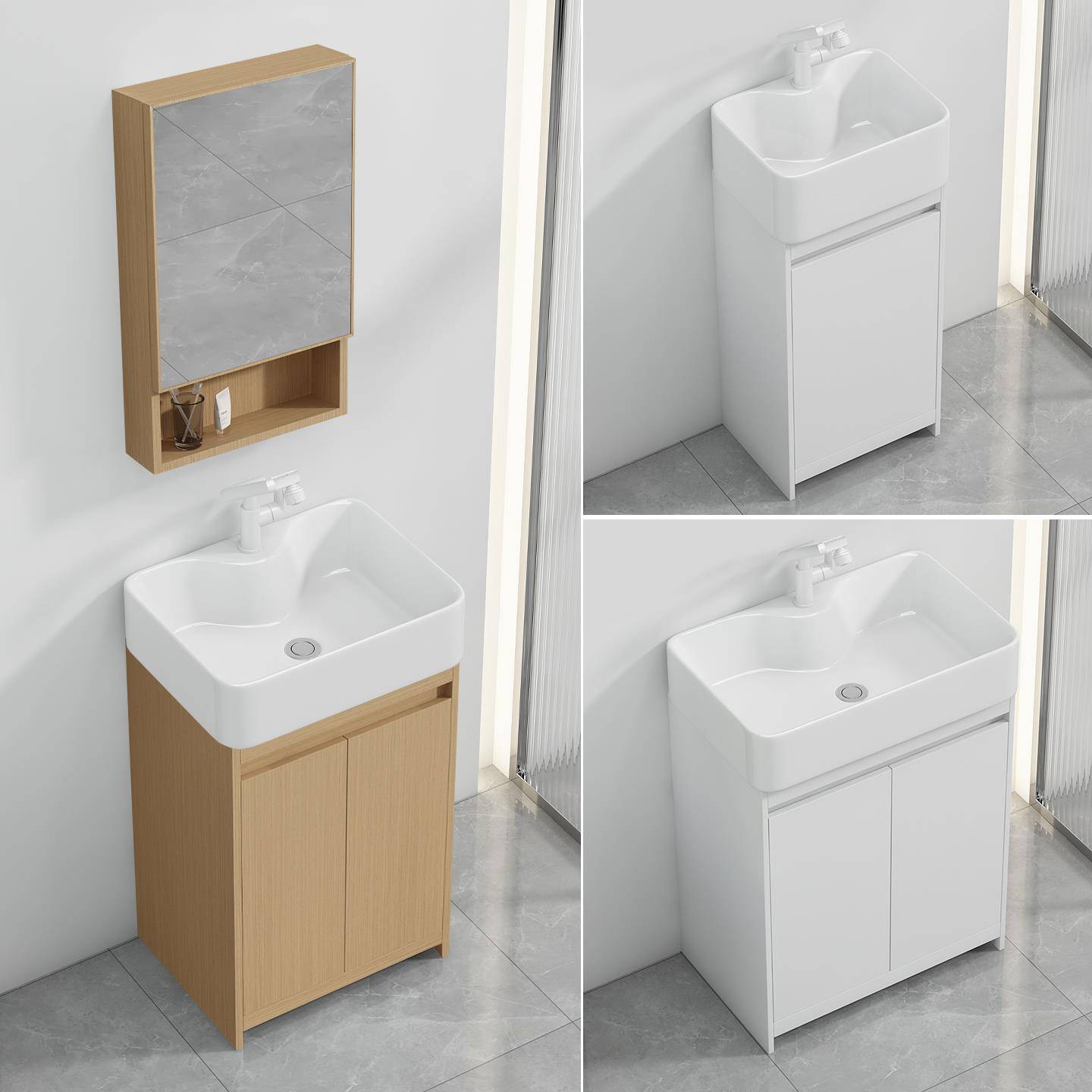 蜂窝铝落地式浴室柜组合洗手盆卫生间洗脸盆小户型洗漱台智能镜柜