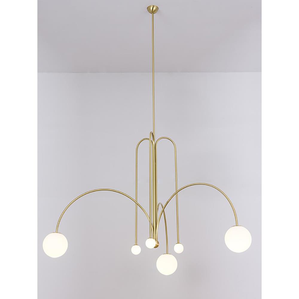 斯堪的纳维亚简约风格客厅灯6头个性化艺术玻璃球创意餐厅新长吊