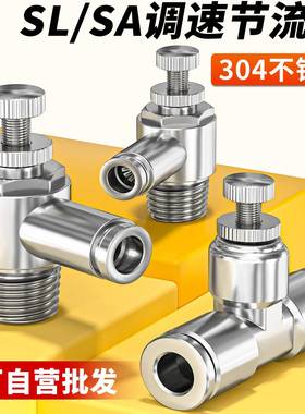 304不锈钢气动节流阀SA调速SL控制阀04-06-08-10-12-14-16-01-02