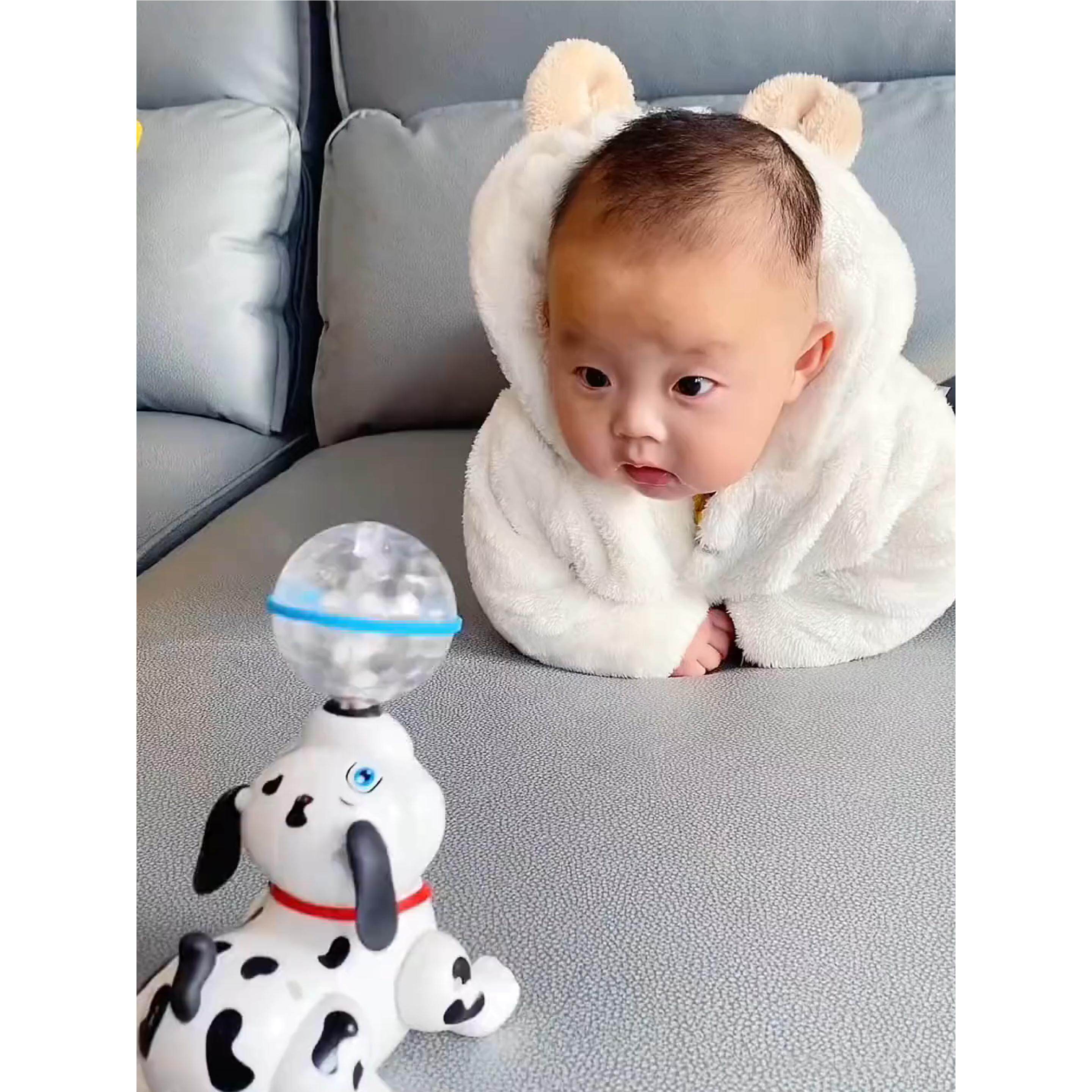 婴儿消耗体力玩具抬头专注力训练习电动炫酷小狗顶球音乐爬行玩具