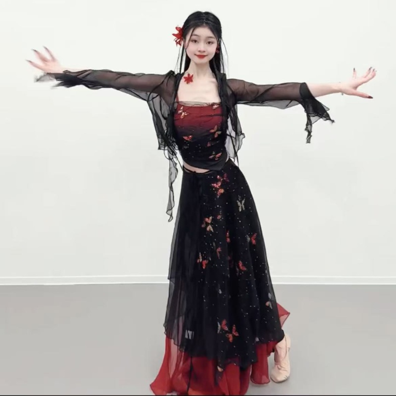古典舞服装中国舞身韵飘逸纱衣女舞蹈演出服蝴蝶元素仙古风练功服