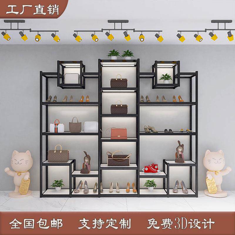 鞋店鞋架展示架鞋柜带闪灯鞋架鞋架子服装店商场鞋货架包包店铺展