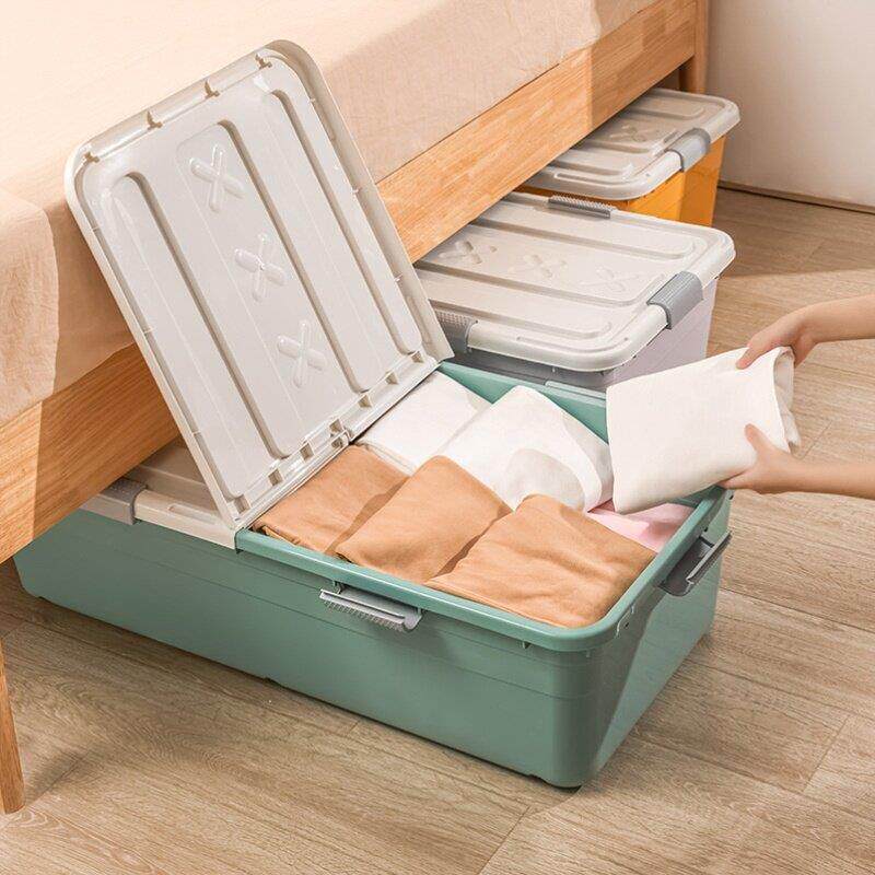 装衣服矮床20cm高床底收纳箱带轮子长方形抽屉式床下整理箱30cm筐
