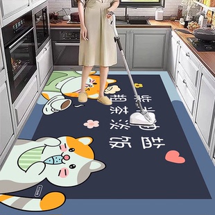 卡通硅藻泥厨房吸水地垫防滑耐脏可裁剪脚垫防污防油耐用家用地毯