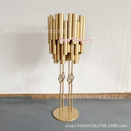 厂家婚庆活动装饰用品金色金属独特造型装饰花架装饰道具