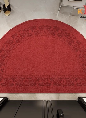 德国KM红色喜庆半圆入户门地垫乔迁家用防滑脚垫门口进门地毯