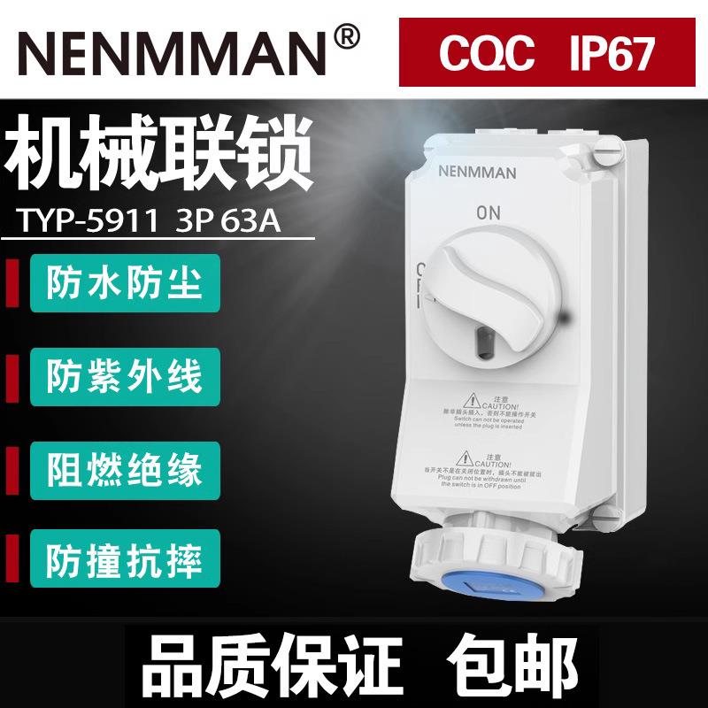 机械连锁A3P 63A 开关插座组合TYP-5911 5110 5113 工业防水开关