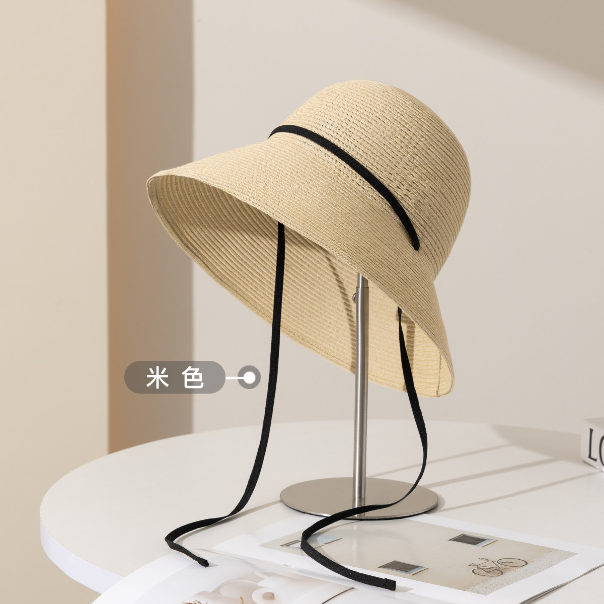太一“夏日倾情”新款草编飘带轻薄透气可折叠防晒遮阳帽女