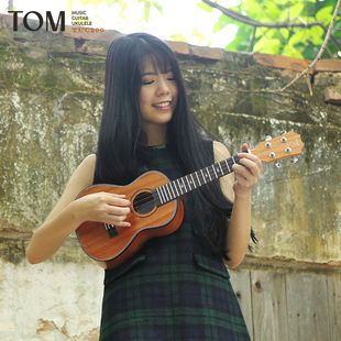 TOM 桃花心木单板尤克里里23寸初学者学生男女生款小吉他TUC200
