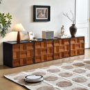 法式 复古风白蜡木实木电视柜客厅小户型中古模块组合斗柜储物柜子