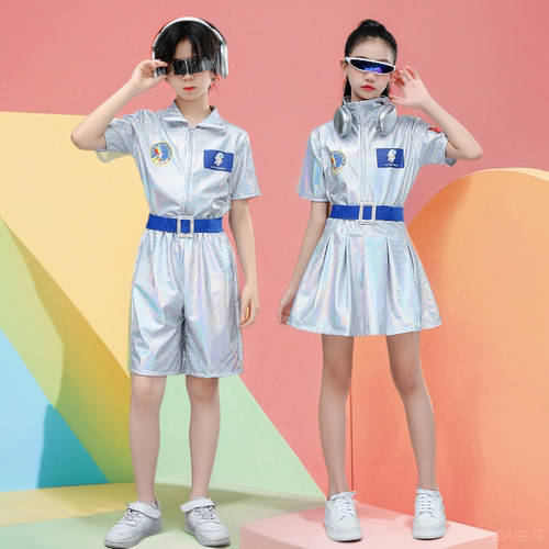 未来科技感服装儿童宇航员太空服AI逐梦舞蹈演出服中小学生运动会