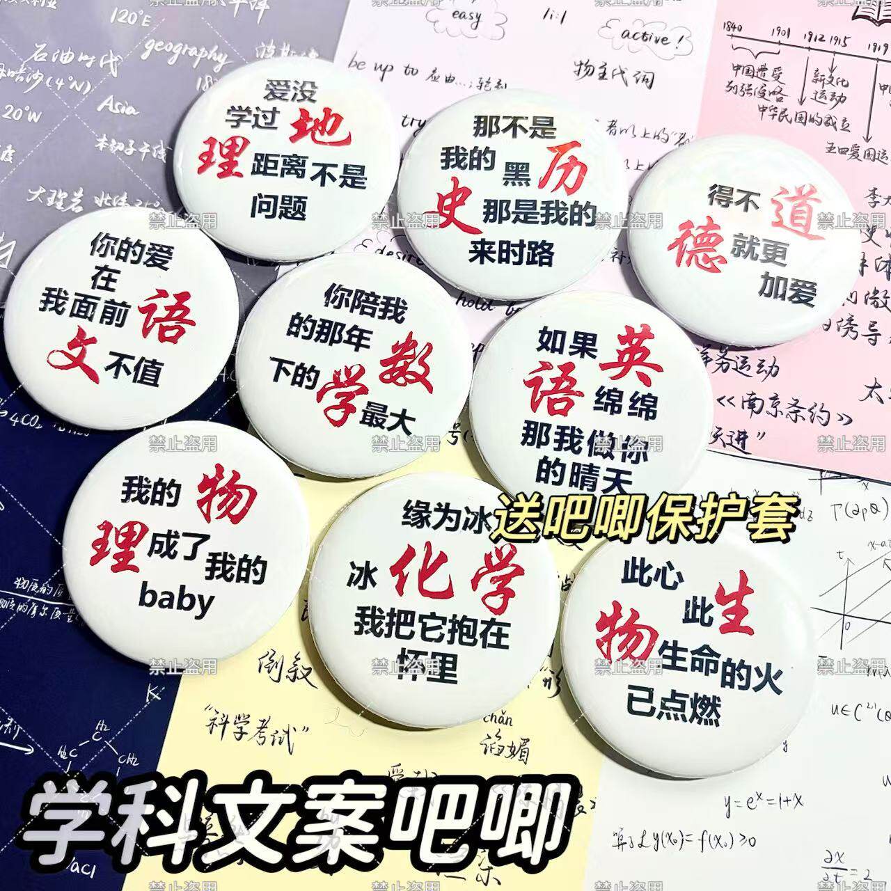 学科语数英物化生政史地学生徽章