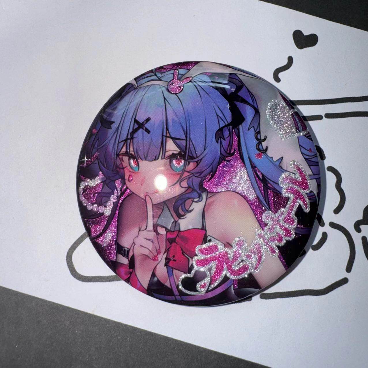 初音未来周边兔子洞银葱吧唧徽章