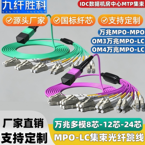 九纤胜科MPO光纤跳线MPO转MTP8芯
