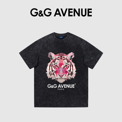 法国G&G AVENUE轻奢潮牌夏季新款水洗短袖T恤男女同款-GT2524009