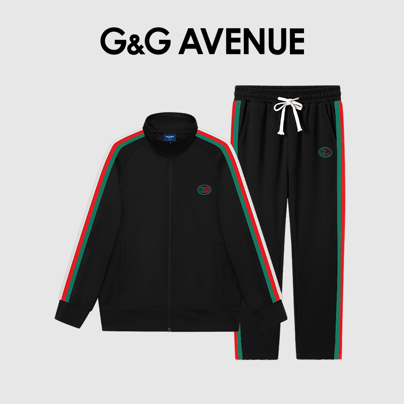 法国G&G AVENUE 轻奢潮牌休闲运动套装男春秋一套搭配帅气运动服