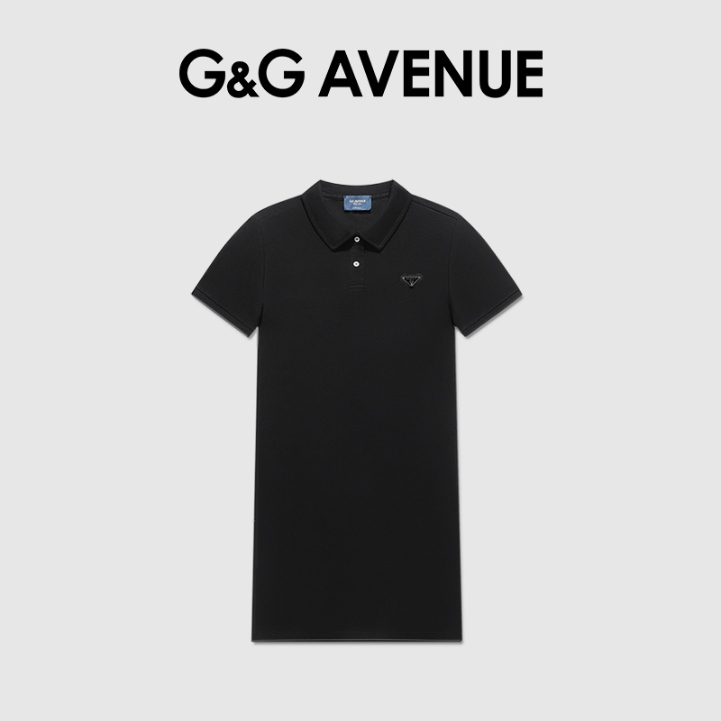 法国G&G AVENUE轻奢潮牌夏季三角标女款纯色连衣裙-GLQ2403542
