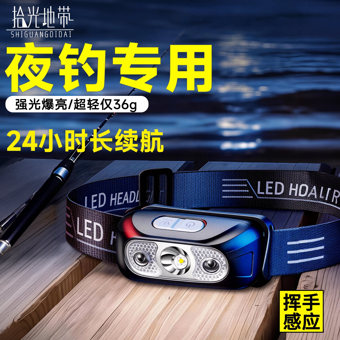 头灯夜钓鱼专用2026新款型超长续航感应头戴式野外强光超亮充电