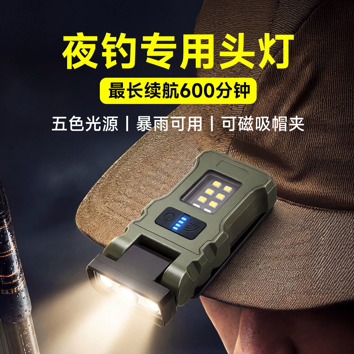 头灯钓鱼专用2026新款强光超亮充电感应长续航路亚夜钓帽夹灯磁吸