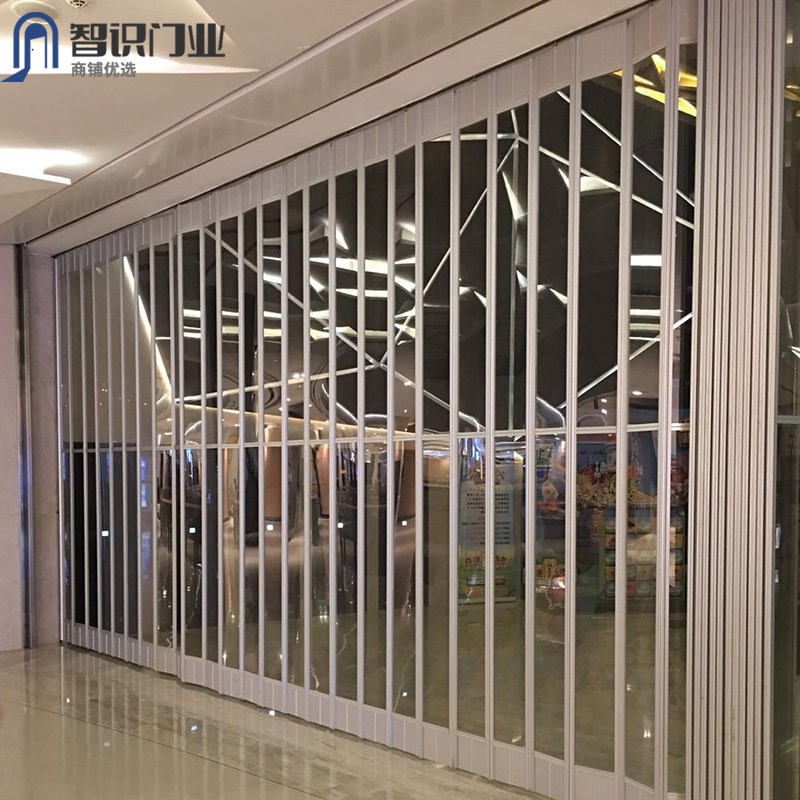 上海智识铝合金水晶折叠门汽车美容洗车房防水隔断商场店铺推拉门