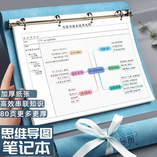 思维导图笔记本a4活页本横式记事本横向横线简约专用网格本加厚