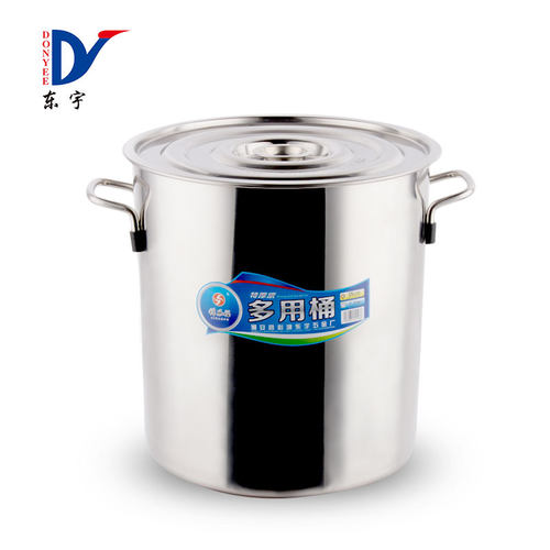 东宇30cm不锈钢桶带盖加厚储水桶圆桶油桶不锈钢汤桶多用大汤锅