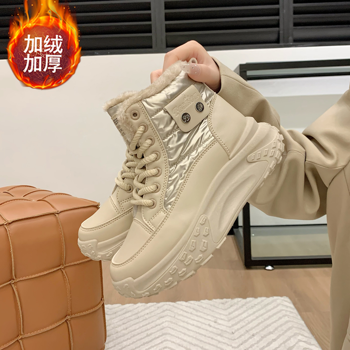 回力加绒加厚保暖防滑雪地靴