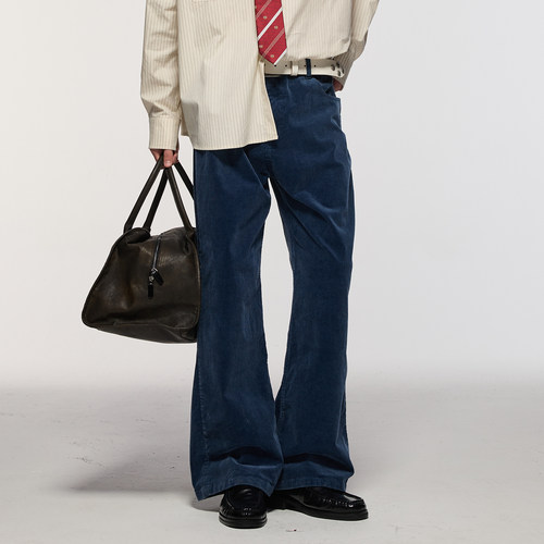 AzureLisseur灯芯绒微喇长裤