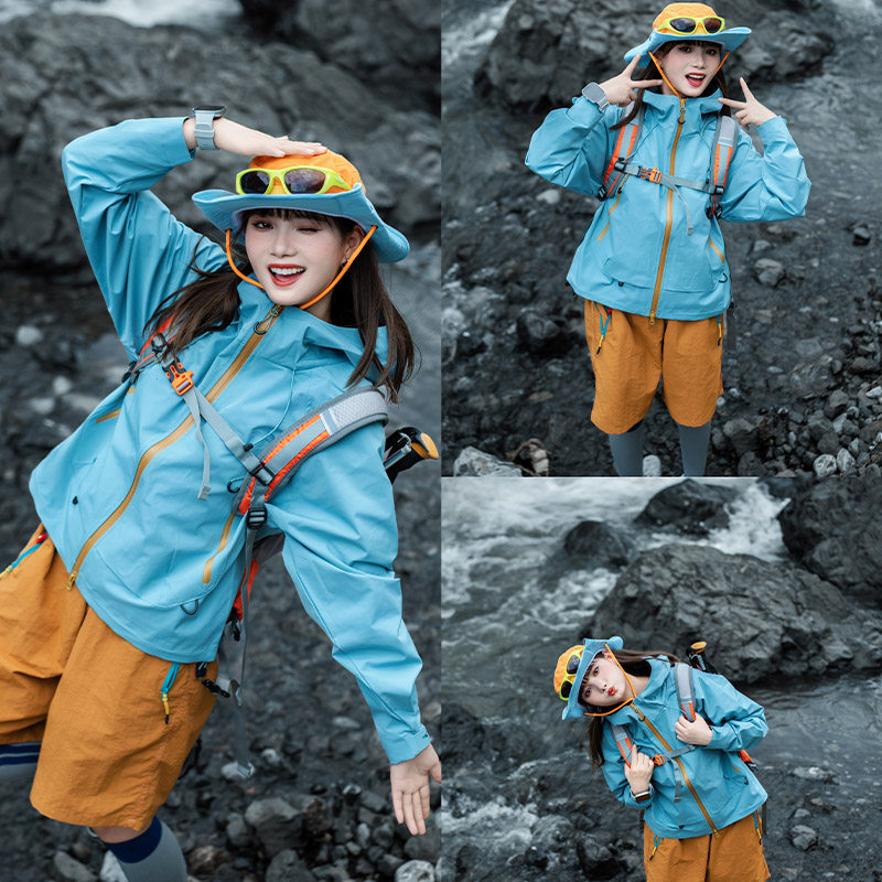 LUCKYDEER/幸运鹿女士短款户外防风防泼水透气徒步三合一登山服图片