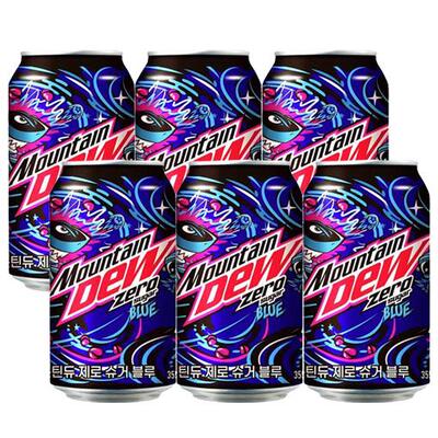 韩国进口Mountain DEW激浪无糖树莓味碳酸饮料355ml 含糖青柠汽水