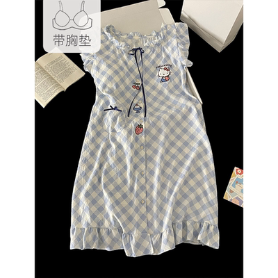 带胸垫睡裙女款夏季新棉柔