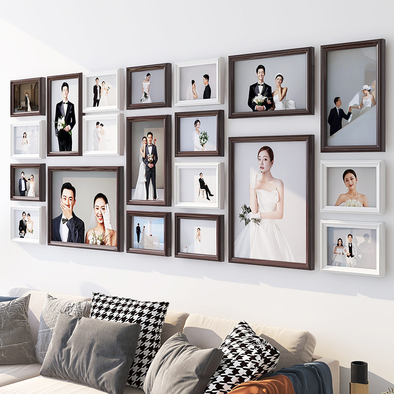 照片墙相框挂墙免打孔客厅相片墙组合创意背景墙上装饰设计效果图
