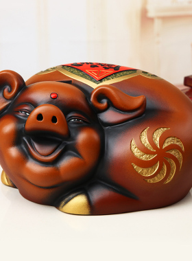 招财猪存钱储蓄罐创意客厅酒柜摆件玄关风水陶瓷家居饰品乔迁礼物