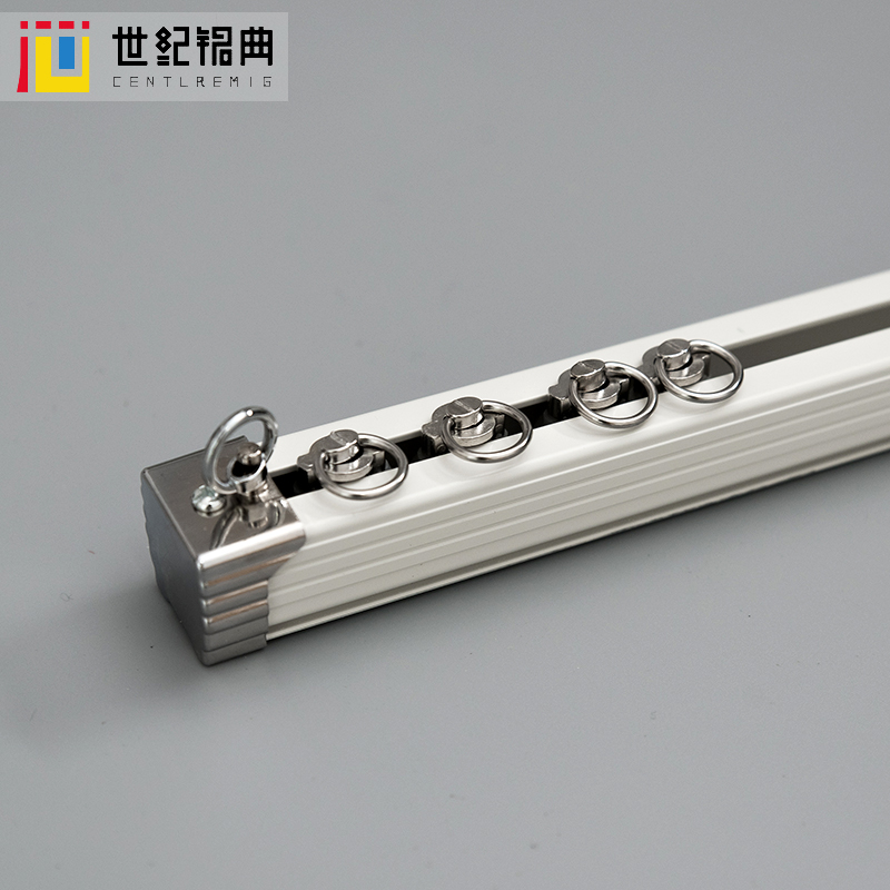 加厚铝合金窗帘轨道滑轨直轨单双轨顶装侧装飘窗暗轨重型静音方轨