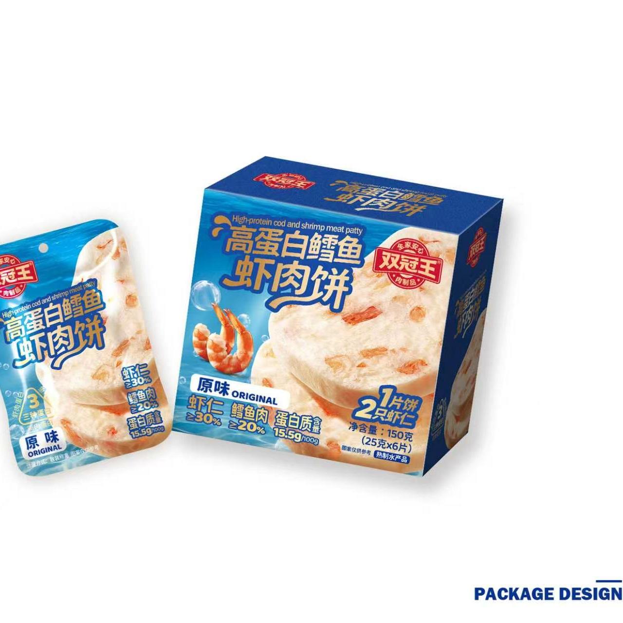 双冠王高蛋白鳕鱼虾肉饼原味香辣即食鱼肉饼儿童解馋海鲜零食