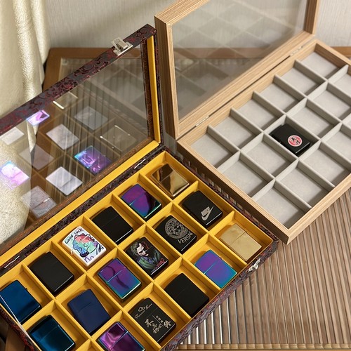 大容量煤油打火机收纳盒子礼品箱格子展示盒ZORRO苏洛带盖子玻璃