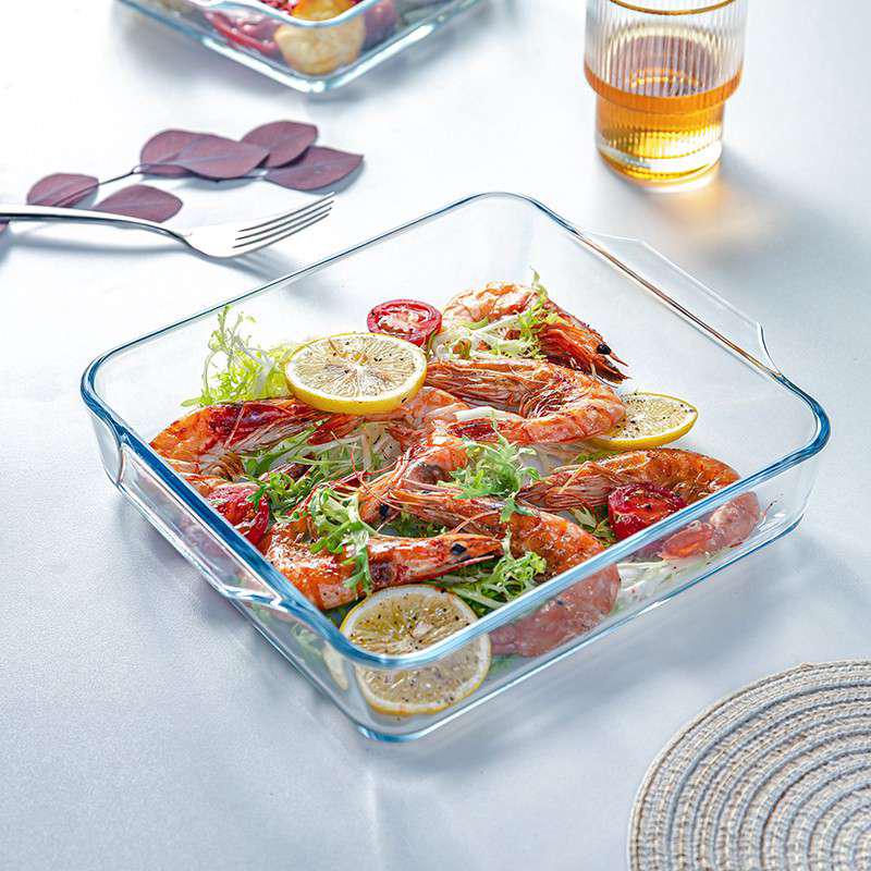 玻璃烤盘耐热盘子菜盘家用烤箱微波炉专用鱼盘焗饭长方形正方形盘