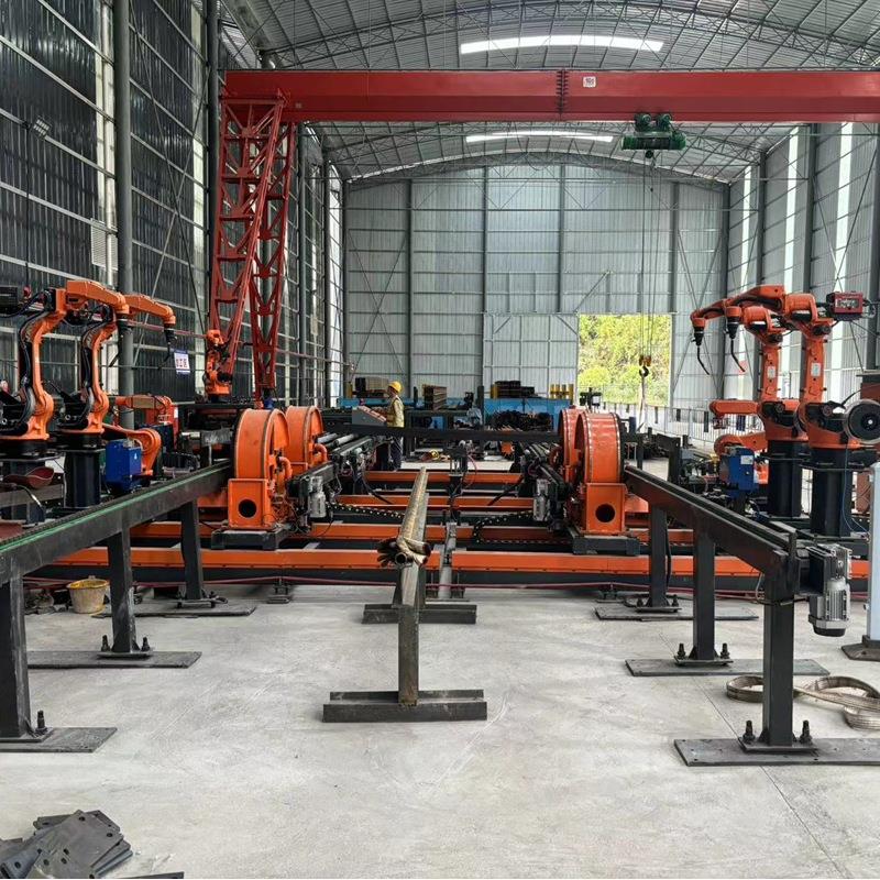 十臂钢拱架焊接生产线 激光切割机自动上下料自动齐头坡口机器人