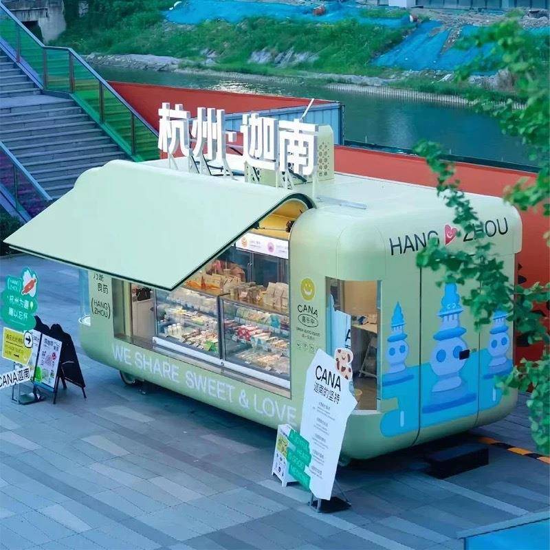 移动餐车早市夜市流动车夜市商业街咖啡冷饮奶茶售货移动四轮餐车