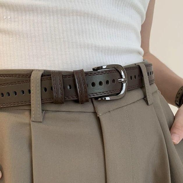 无需打孔皮带女款棕色isn风牛仔裤裤带装饰百搭腰带女士2024新款